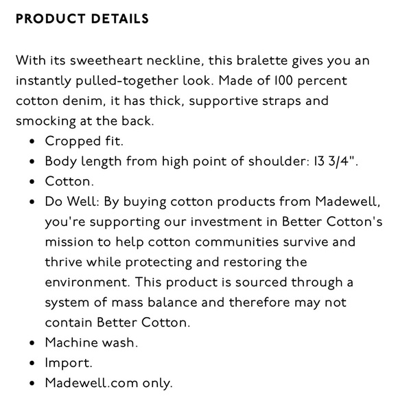 NWT Madewell Denim Sweetheart Bralette in Stamped Floral - Picture 7 of 9